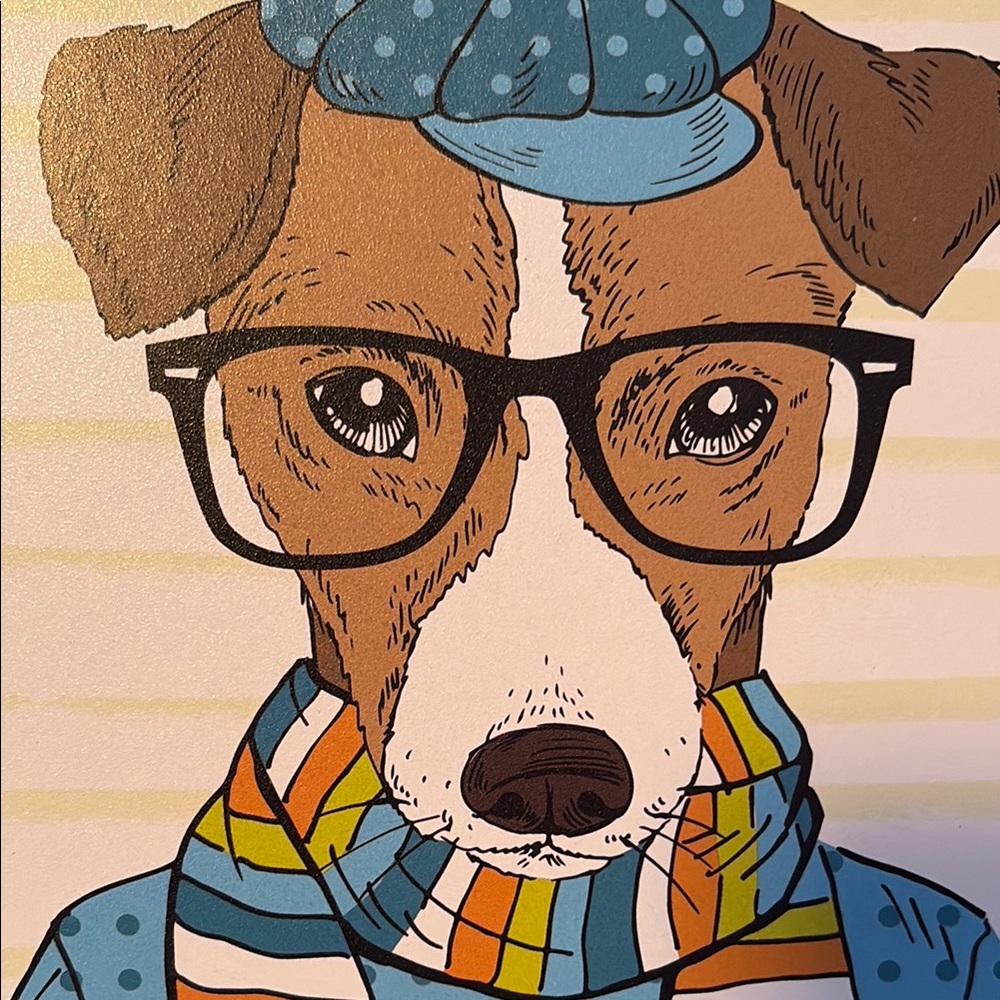Hobby Lobby Dapper Blue and Brown Dog Artwork - Picture 4 of 7